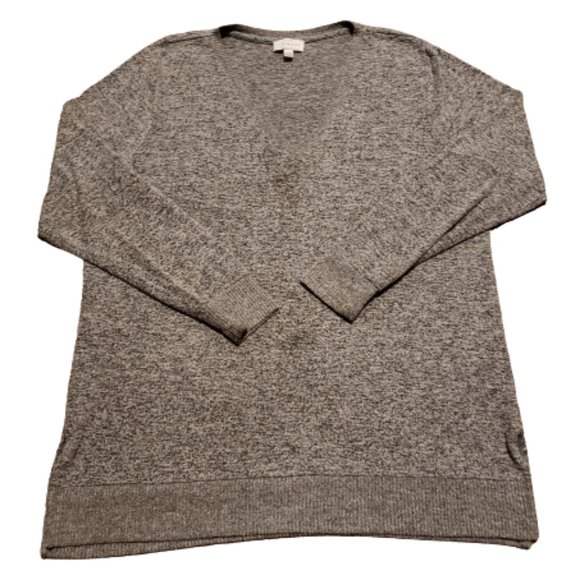 Lucky Brand Sweater Women's Large L Gray Western Split Hem V-Neck Long Sleeve - Picture 1 of 9